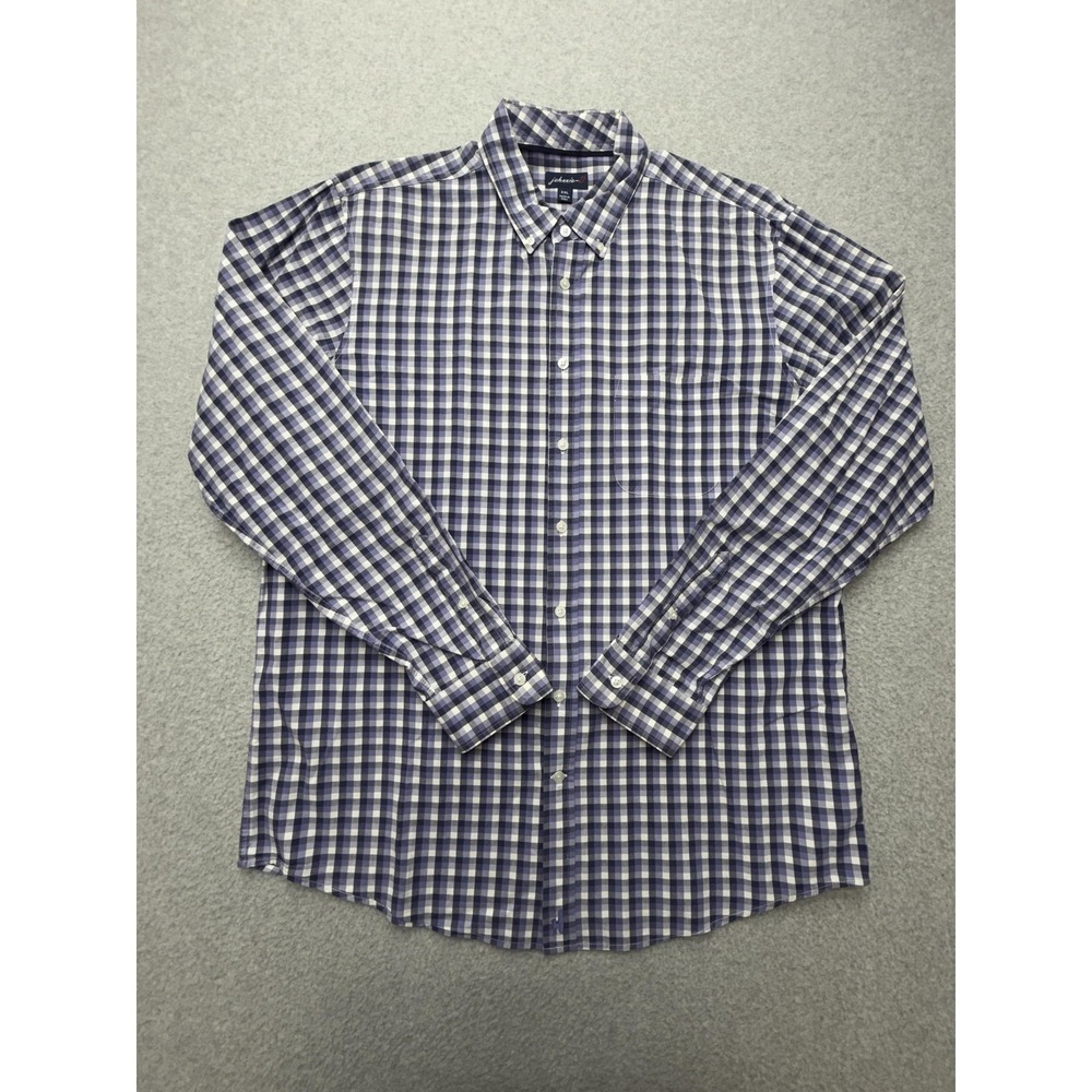 Johnnie-O Shirt Mens 2XL Blue Check Long Sleeve Button Down Pima Cotton Casual